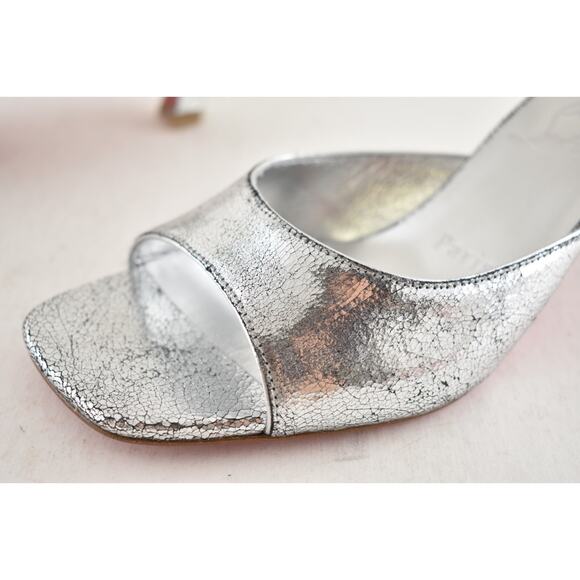 Christian Louboutin Condora Mule 55 Silver Backless Sandal Kitten Heel Pump 36 - Picture 15 of 16